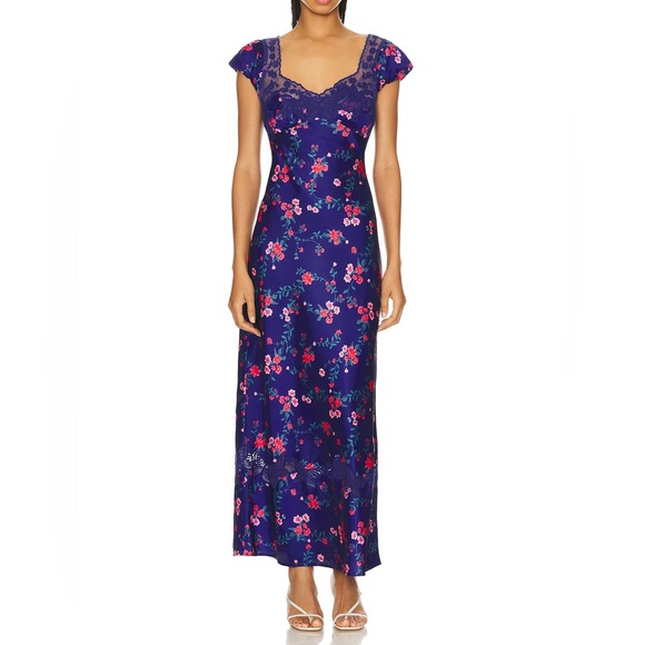 Free People Dresses & Skirts - NWOT Free People Butterfly Babe Floral Maxi Dress Navy M